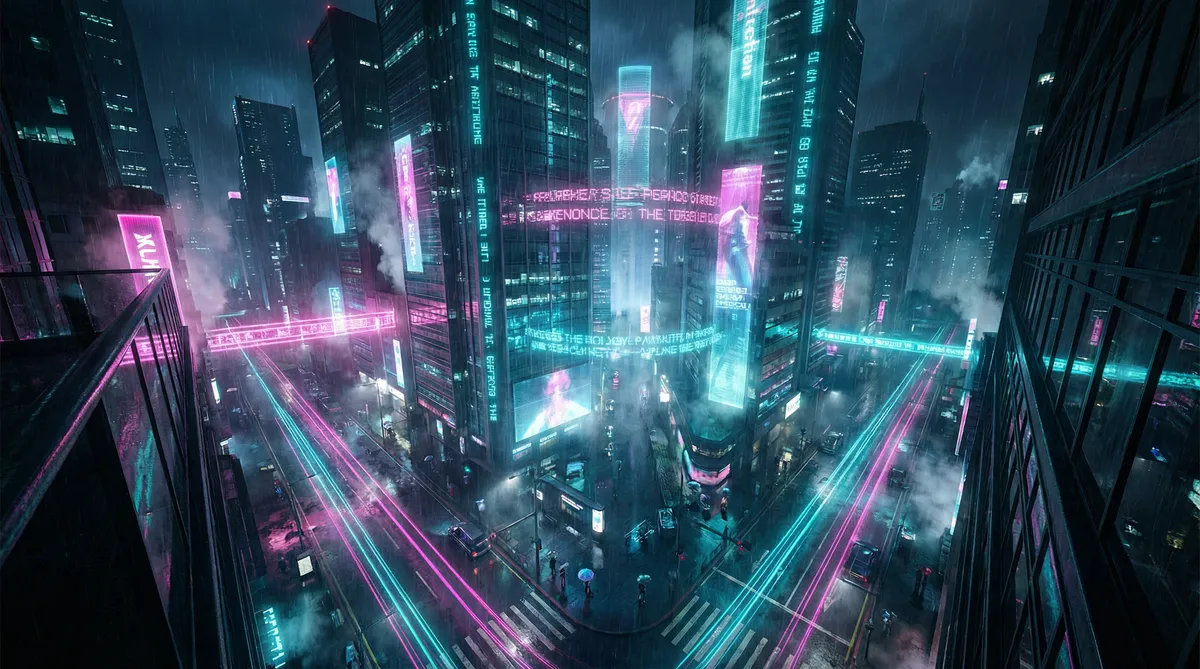 色戒电影无删减免费播放 竖屏短剧平台首页背景 - 赛博朋克都市夜景